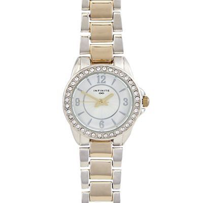 Ladies gold mixed plated bracelet watch